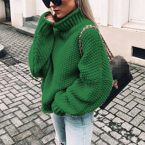 Fashion Women Winter Sweater High Neck Knitted Long Sleeves Pullover Casual Tops - Picture 28 of 44