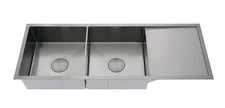 Burnished gunmetal stainless steel double bowl kitchen sink with drainer r10 mm