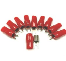 10pcs 4 Gauge Crimp Silver SPADE FORK Terminals Connector Wire Cable RED Boots