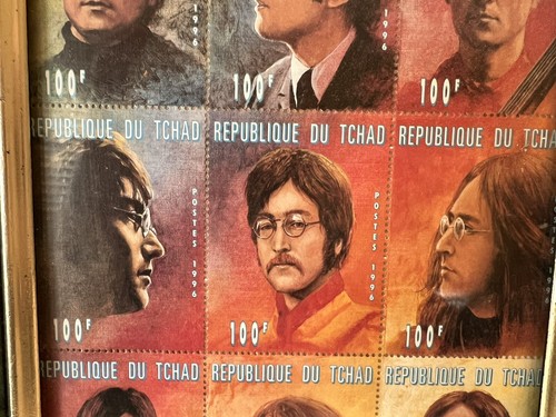John Lennon Stamps Republique du Tchad Framed 7” x 9" - Picture 3 of 8
