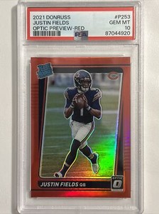 2021 donruss justin fields Optic Preview Red PSA 10 #P253