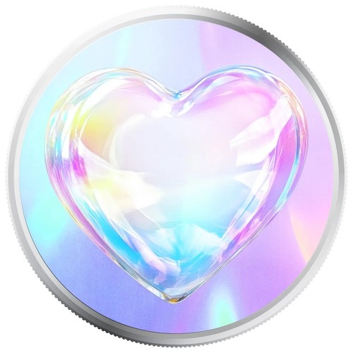 GLASS Heart 1 oz. .999 Fine Silver Wedding Gift Round BU PROOF-LIKE Scottsdale - Picture 1 of 3