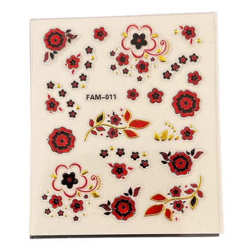 Arte en uñas 3 piezas PEGATINA PARA UÑAS ORO ROJO - VENDEDOR DE EE. UU. ENVÍO GRATUITO - Imagen 24 de 27