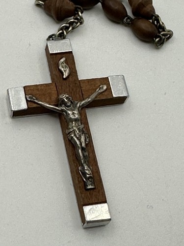 Carved Wooden Rosary Italy Lourdes Cross Crucifix Religious Catholic Necklace - Picture 15 of 15