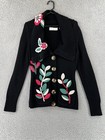 Charlie Robin Womens M Button Up Applique Large Collar Wool Cardigan Sweater Y2K