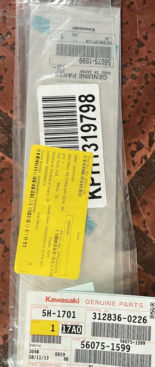 絵画 flk041122 Kawasaki ZX-10RR ZX1000 2017-2018 UPPER COWLING DECAL