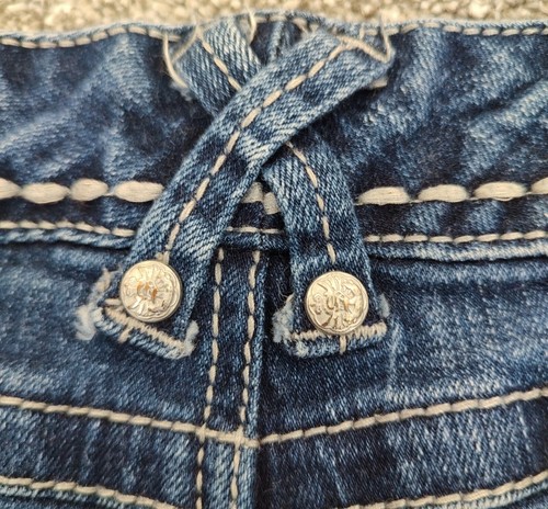 Womens Sz 29 Jeans Rhinestone Embroidered Whiskered 5 Pocket Stretch Denim Pants - Picture 4 of 15