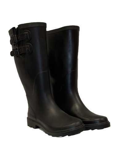 Chooka Tall Rubber Rain Boots Women US 6 Black New Unworn Waterproof Dual Buckle - Picture 13 of 13
