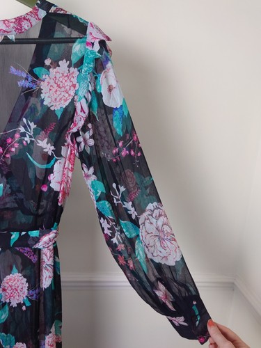 Maxi Vestido Diane Von Furstenberg Linnet Seda Volantes Talla UK 10 DVF Floral - Imagen 13 de 17
