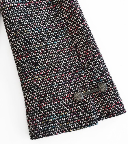 GIACCA TWEED CHANEL 11P nera rosa con frange $4.150 *FR 40/US 4 6 ~ INCONTAMINATA - Foto 7 di 14