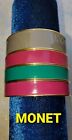 Vtg Signed Monet Goldtone Enamel Stackable Bangle Bracelet Set