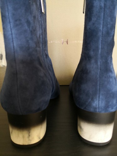 Halston Heritage Olga Indigo zapatos de gamuza, botín de tacón bloque para mujer 8 EE. UU. - Imagen 3 de 7