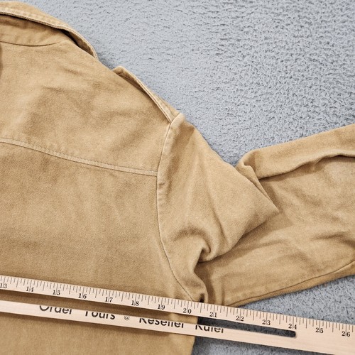 Vintage Fox Knapp Shirt Mens 38 Beige Suede Epaulettes Union Us Made 60s 70s - Picture 15 of 20