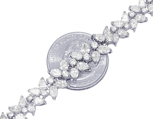Pear-Cut 7 1/5 CT Real Diamond Graduating Designer Bracelet 10MM 14K Gold 8" - Picture 3 of 8