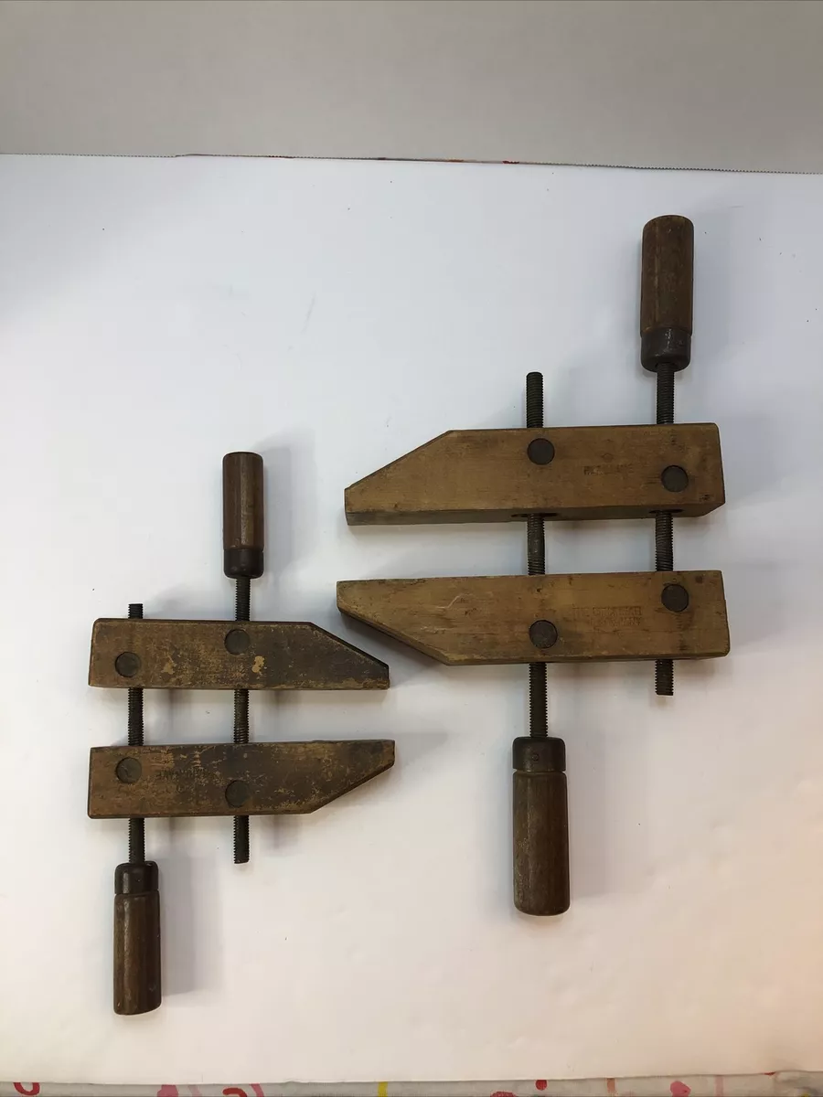 Set of 2 Vintage Hargrave Cincinnati Tool Company 6 8 Adjustable Wood Clamps
