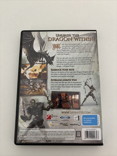 Divinity 2 Ego Draconis PC DVD-ROM Game Complete With Manual Mint Disc Like New - Picture 2 of 3