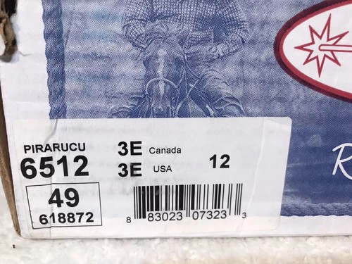 Stivali uomo Boulet Pirarucu punta quadrata blu/arancio pelle cucita taglia 12 EEE - Foto 16 di 21