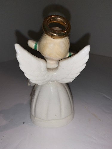 "JUNE ANGEL"" Blanco de Colección Cerámica Recortada en Oro Niña Estatuilla Sostenedor Ramo - Imagen 5 de 7