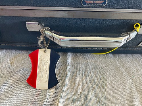 Vintage American Tourister Blue Suitcase Hard Shell Luggage with Tag - Picture 2 of 16