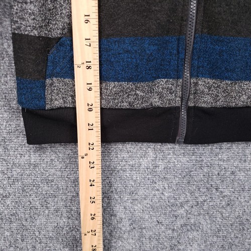 Tony Hawk Hoodie Kids Small Blue Gray Faux Fur Lined Full Zip Sweatshirt Striped - Picture 3 of 9