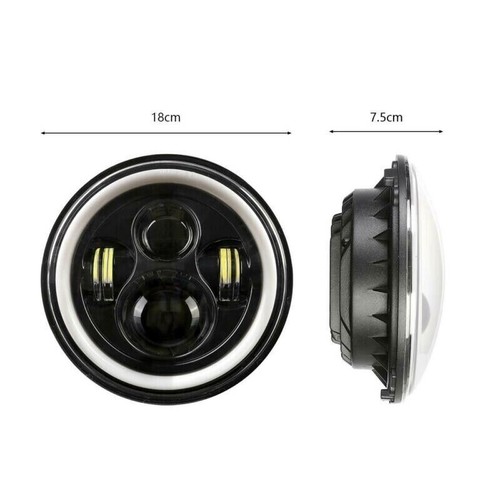For Chevrolet Malibu 1973-1975 Pair 7" Round LED Headlight Hi/Lo DRL Angel Eyes - Bild 9 von 12