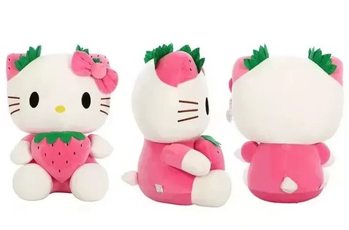 Peluche giocattolo 22 cm Hello Kitty Sanrio bambola fragola Kawaii bambini gif - Foto 3 di 24