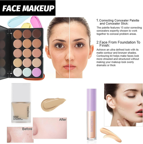 All in One Makeup Kit, Eyeshadow Lipgloss Foundation Concealer Gift Set, Full Co - Picture 5 of 9