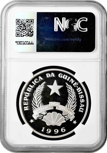Guinea-Bissau 50.000 pesos 1996, NGC PF68 UC, "Endangered Hippopotamus" - Picture 2 of 2