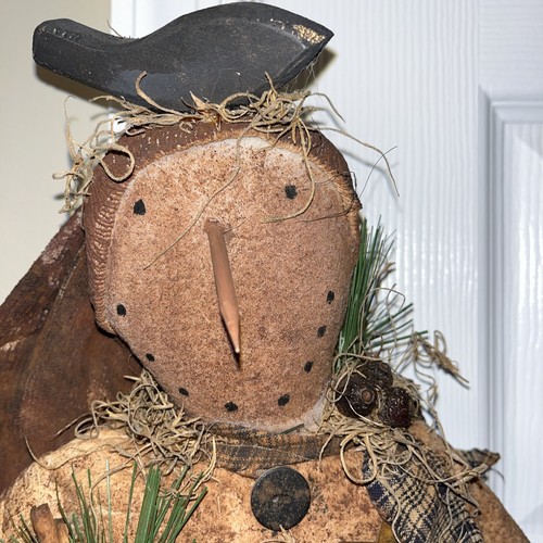 SELTENE handgefertigte primitive Moses Allen Sammlerstück hängende Schneemann Junge - Bild 10 von 10