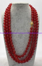 8mm Natural Red Jade Round Gemstone Beads Necklace Long 36-100 Inch AAA