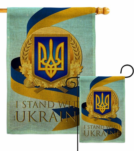 We Stand with Ukraine Garden Flag Support Cause DecorativeGift Yard House Banner - Picture 1 of 19