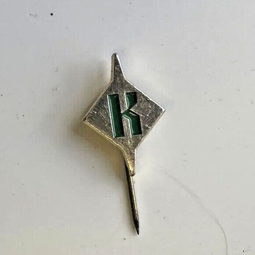 K Initial Monogram Letter Green Capital Gold Toned Vintage Hat Lapel Stick Pin - Picture 9 of 12