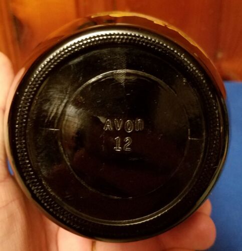 Vintage Avon Black Amethyst Glass Cherry Blossom Ginger Jar w/Lid & Orig. Candle - Picture 6 of 8