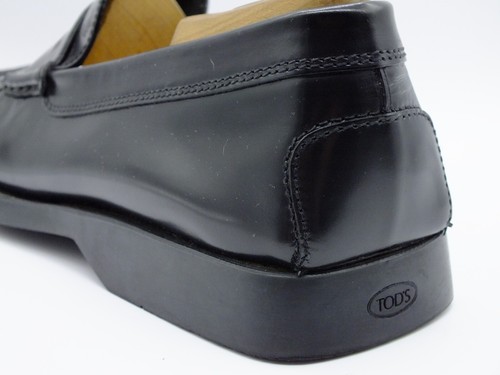 NUEVO 529 €_TOD'S talla 9 (421/2) zapatos de hombre negros Pennyloafer hechos a mano + bolsa de zapatos - Imagen 8 de 13