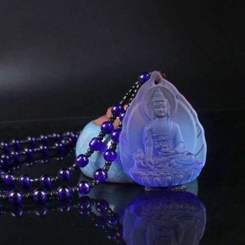 Buddha Pendant Medicine Statue Necklace Amulet Blessed Glass - Picture 3 of 3
