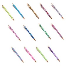 5Pcs Leopard Print Ballpoint Pen with Clip Retractable Ballpoint Pen for Office
