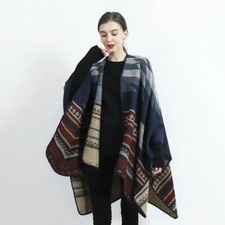Femme Ethnique Faux Laine Châle Cape Cape Boho Manteau Poncho Veste Cardigan