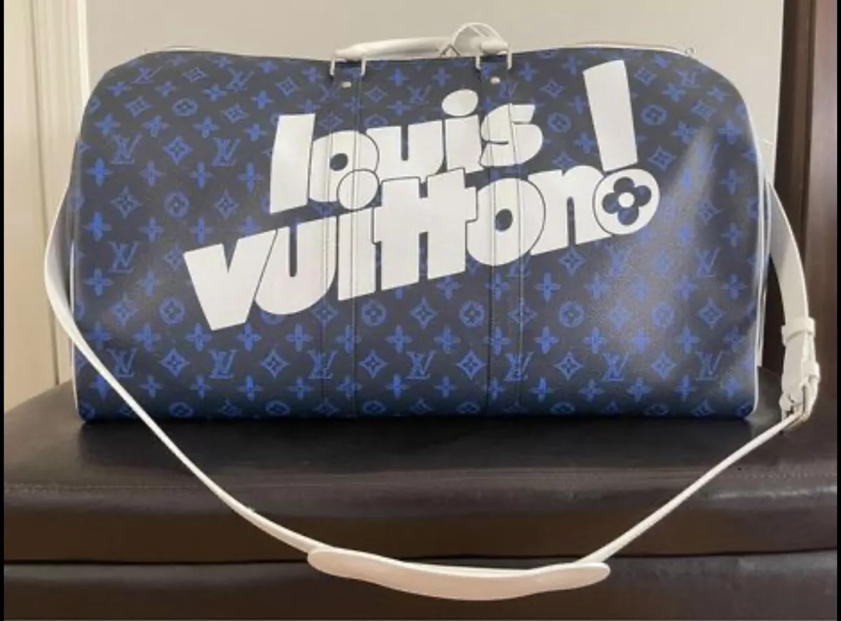 Louis Vuitton Virgil Abloh Blue Vintage Monogram Keepall Bandoulière 55,  Silver