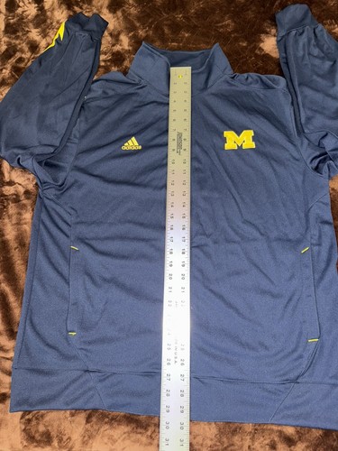 Michigan Wolverines Adidas Climalite Men Size XL FullZip Track Jacket NCAA Blue - Picture 4 of 6