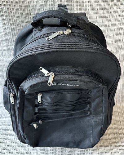 Ohio Health Black Rolling Backpack Luggage Bag Telescopic Handle Multi Pocket - Picture 4 of 18