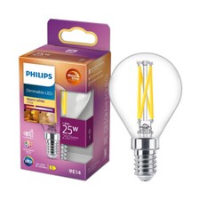 Philips LED Filament Tropfen 2,5W = 25W E14 klar WarmGlow 2200K-2700K DIMMBAR