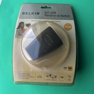 Belkin 2x1 USB Peripheral Switch Share One USB Device With Two USB Computer 