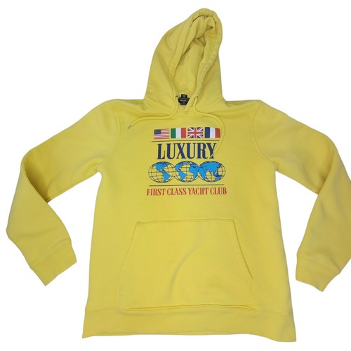Forever21 X Luxury First Class Yacht Graphic Hoodie Mens Size Medium Yellow - Picture 1 of 10