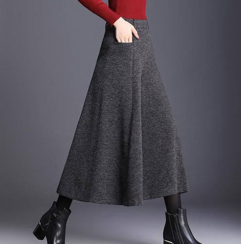 Womens Wide Leg Wool Blend Trouser Ninth Pants Skirt Culottes Casual Fashion New - Picture 10 of 15