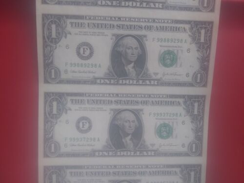 2003 $1 foglio non tagliato Atlanta F dollaro banconote banconota valuta. - Foto 4 di 6