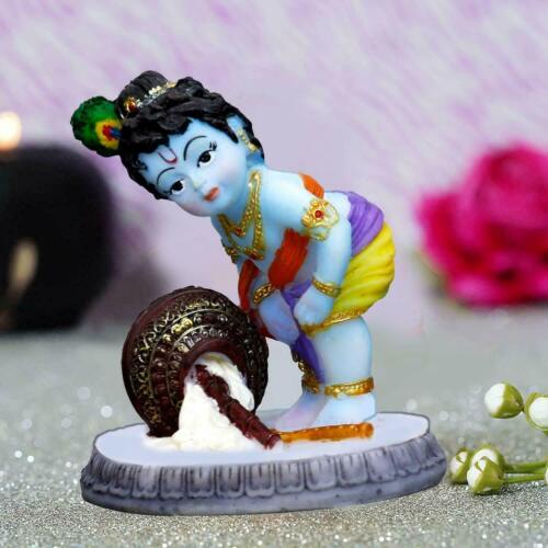Indian Traditional Handmade Baby Krishna Idol Sculpture Statue For Cardashboard