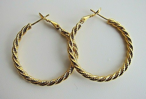 14K Yellow Gold Filled Twisted Stud Hoop Earrings - NEW. - Picture 19 of 21