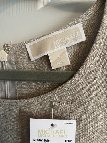 $160 Michael Michael Kors Women's Hemp Tan Pleated Linen Dress MS68W39A19 Size 6 - Picture 3 of 9