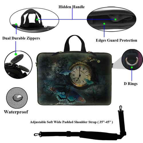 15" 15,6" Neopren Laptop Computer Tasche mit Schultergurt & passender Haut 773 - Bild 2 von 4