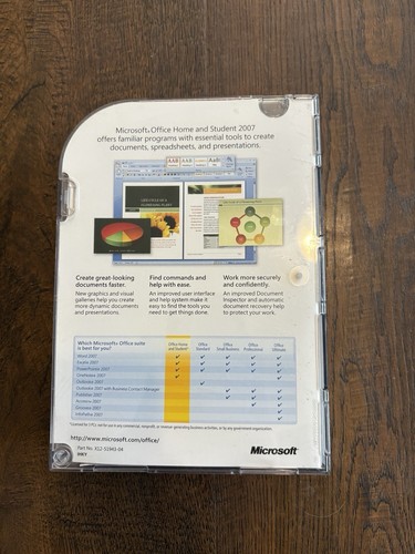 Microsoft MS Office 2007 Home and Student for 3 PCs Full English-NEW SEALED BOX - Photo 2/3
